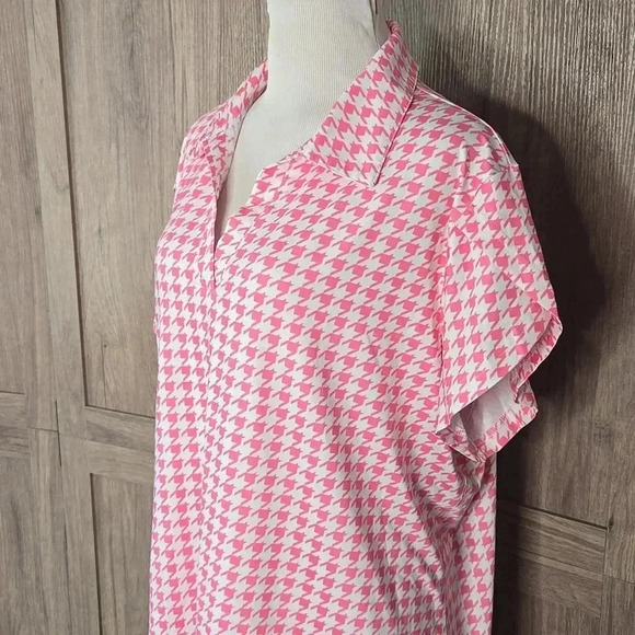 Women golf Activewear polo modern design pink & white shirt - Picture 4 of 9